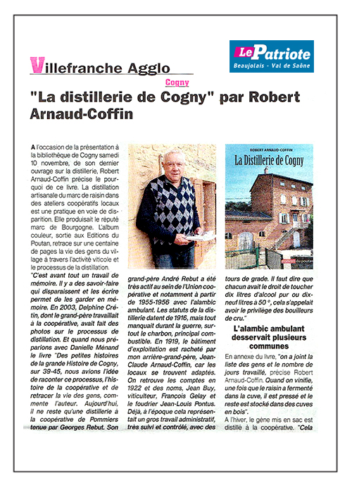 Cogny - Littérature régionale Robert Arnaud-Coffin écrit l’histoire de la distillerie