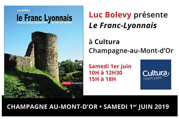 1er juin, Luc Bolevy présente le Franc Lyonnais à Cultura Champagne-au-Mont-d’Or