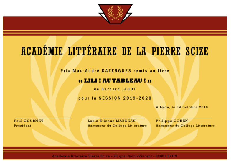 prix max andre dazergues pour lili au tableau