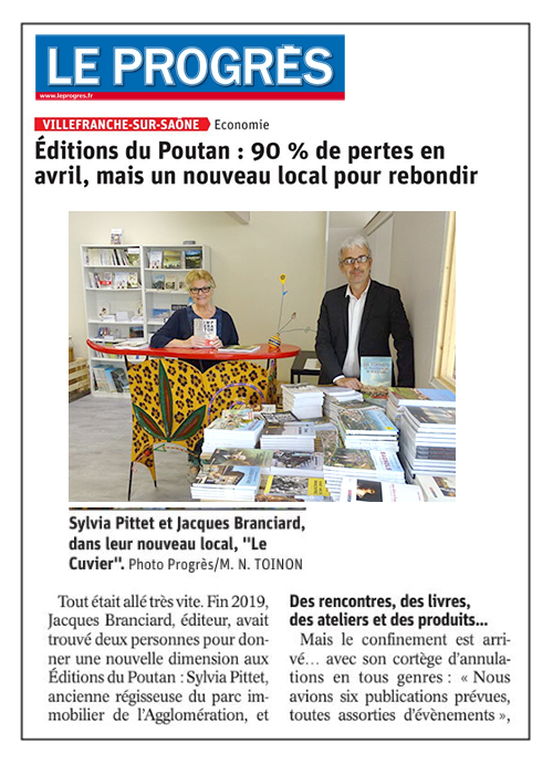 Éditions du Poutan, 90 % de pertes en avril mais un nouveau local pour rebondir – Le Progrès 10/05/2020