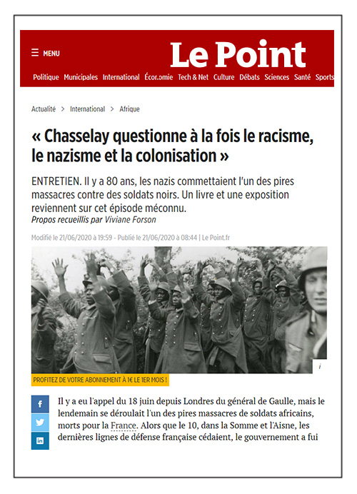 Chasselay questionne à la fois le racisme, le nazisme et la colonisation - le Point - 21/06/20