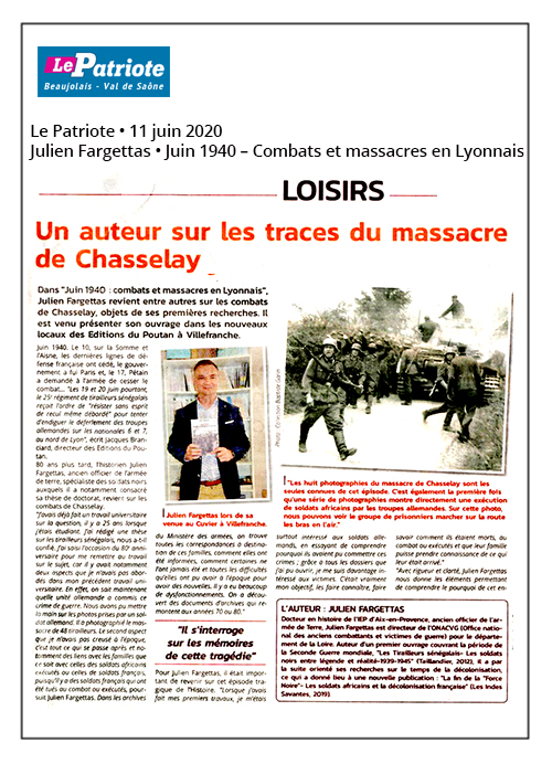 Un auteur sur les traces du massacre de Chasselay - Le Patriote 11/06/20