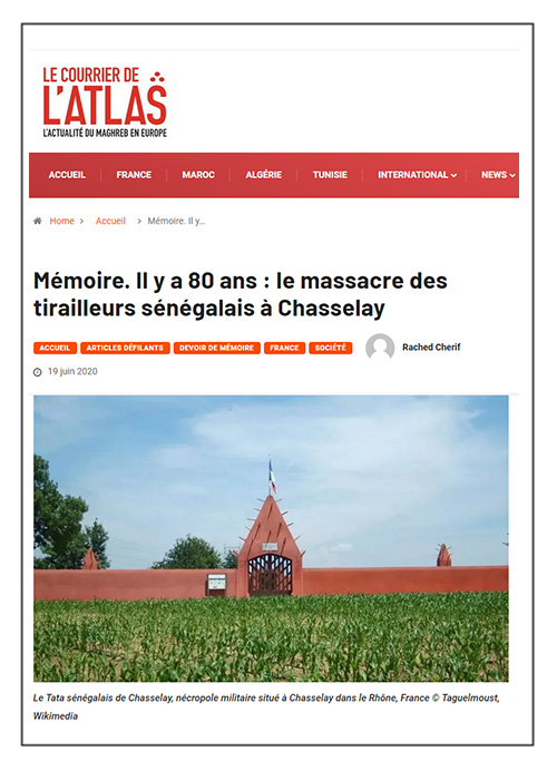 Mémoire. Le massacre des tirailleurs sénégalais à Chasselay - Courrier de l’Atlas - 19/06/20