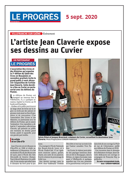 L’artiste Jean Claverie expose ses dessins au Cuvier - Le Progrès 05/09/2020