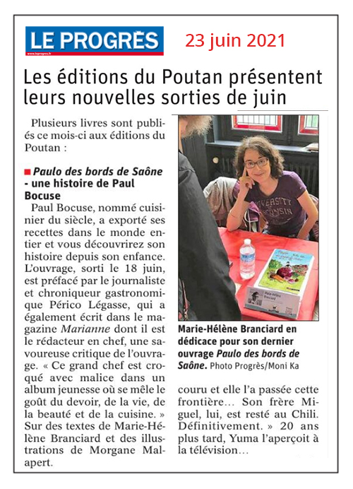 Les éditions du Poutan présentent leurs nouvelles sorties de juin- Le Progrès 23/06/2021